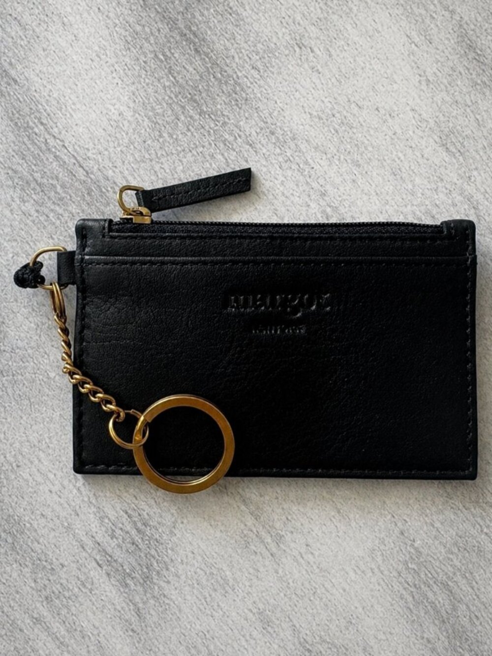 Margot Kate Black Leather Wallet Card Case Key Holder